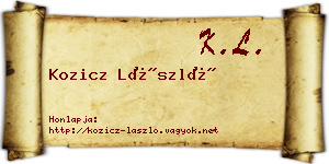 Kozicz László névjegykártya